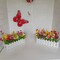 XONOR Artificial Flower Plants - Mixed Color Daisies in Picket Fence Pot for Indoor Office Wedding Home Decor, 2 Sets